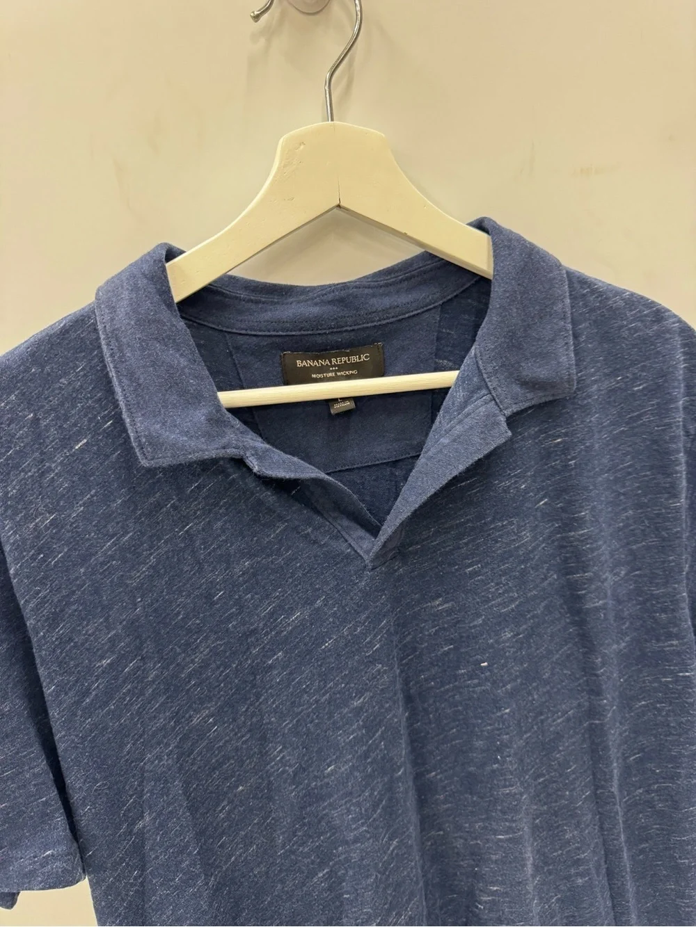 Banana Republic Men’s Heathered Navy Short Sleeve Polo Shirt Size Large